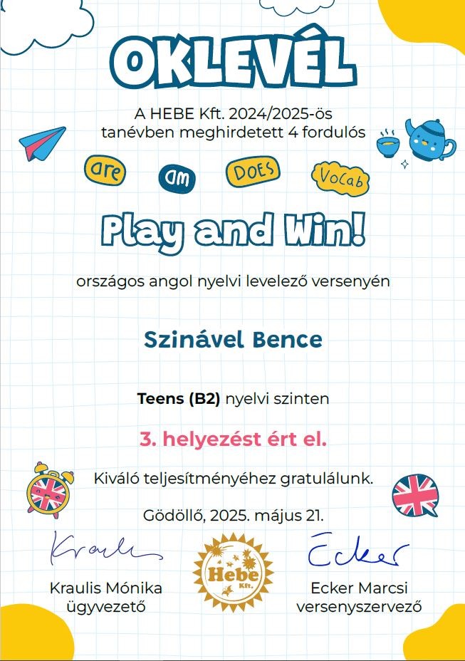 Play and Win - III. hely